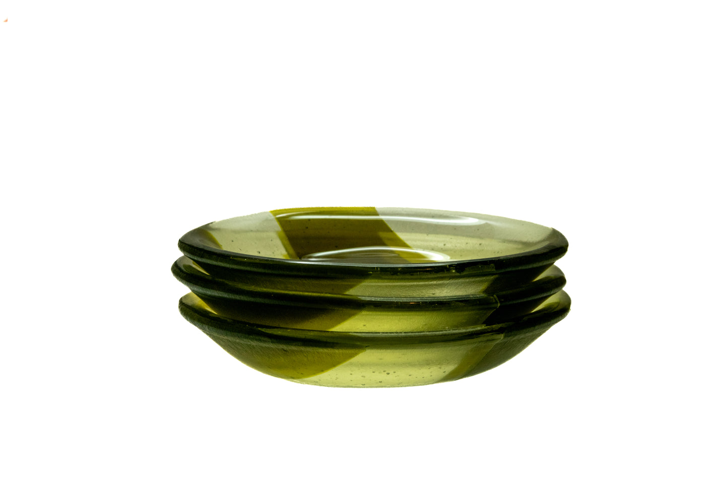 Green Stripe Glass Round Dish