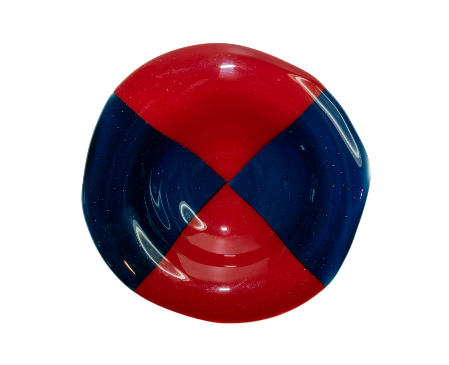 Red/Blue Glass Round Dish