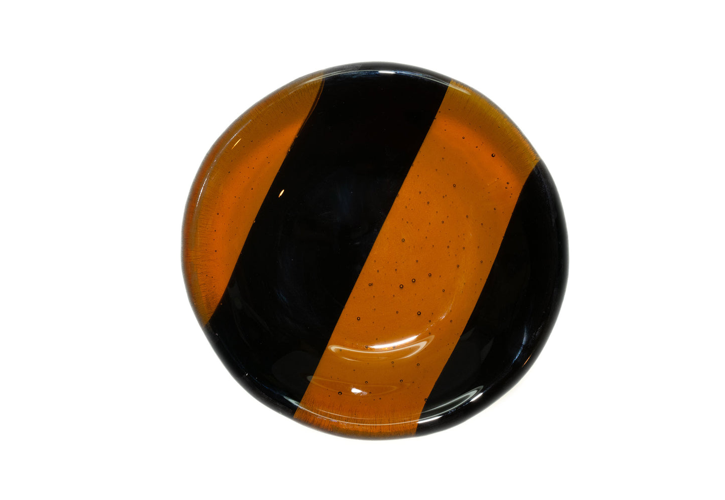 Brown Stripe Glass Round Dish