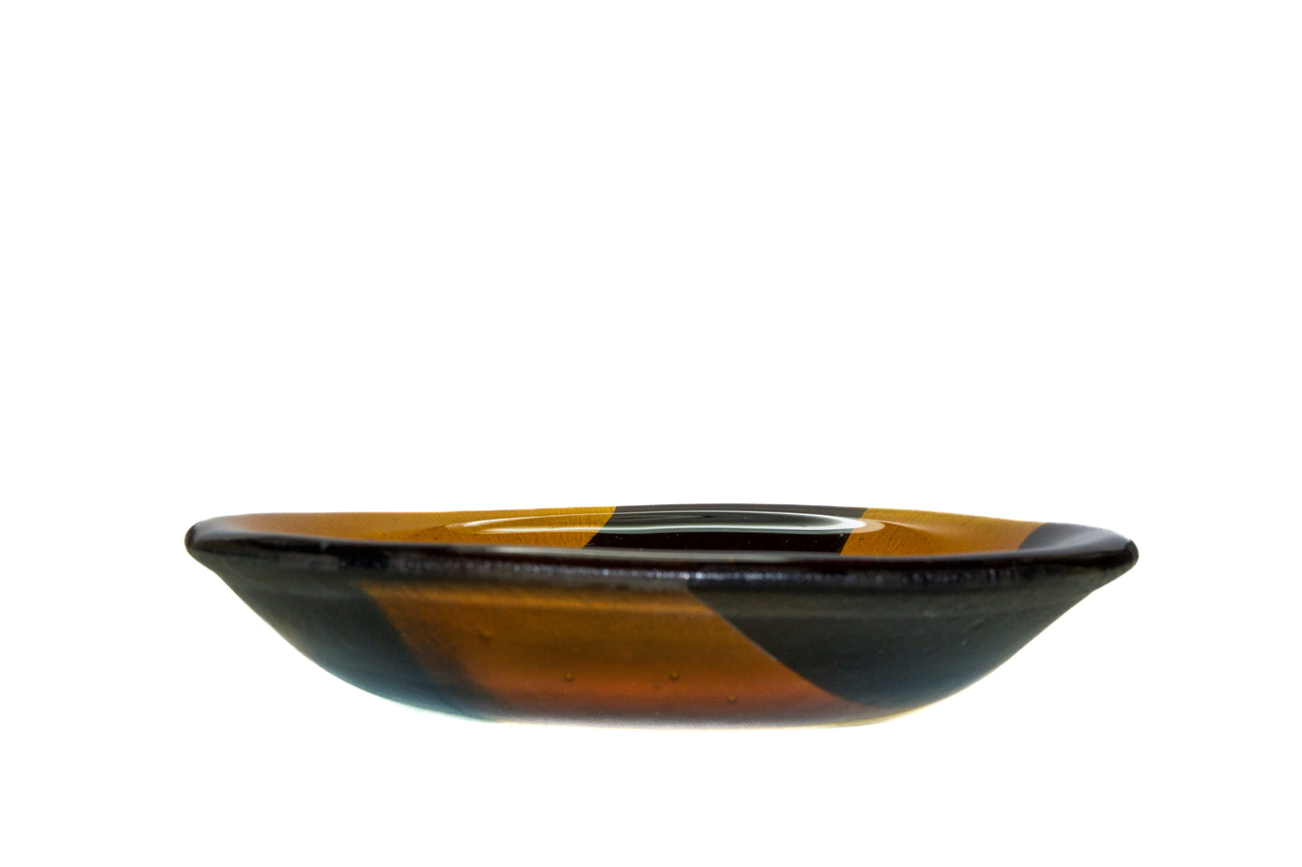 Brown Stripe Glass Round Dish