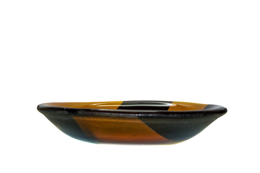 Brown Stripe Glass Round Dish