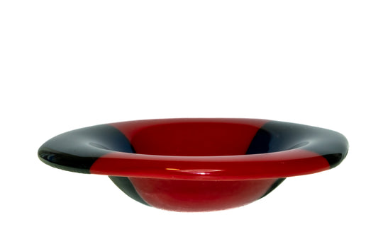 Red/Blue Glass Round Dish