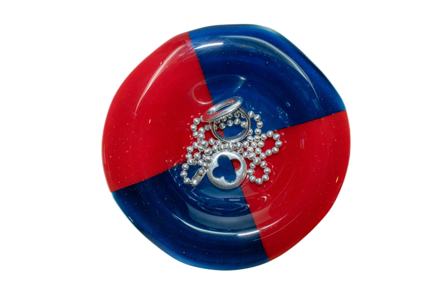 Red/Blue Glass Round Dish