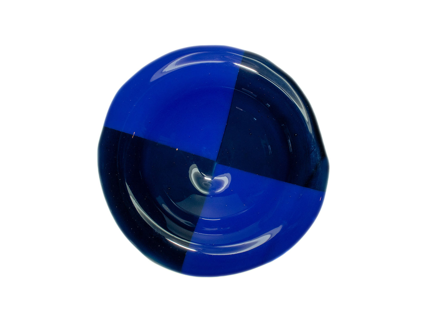 Double Blue Glass Round Dish
