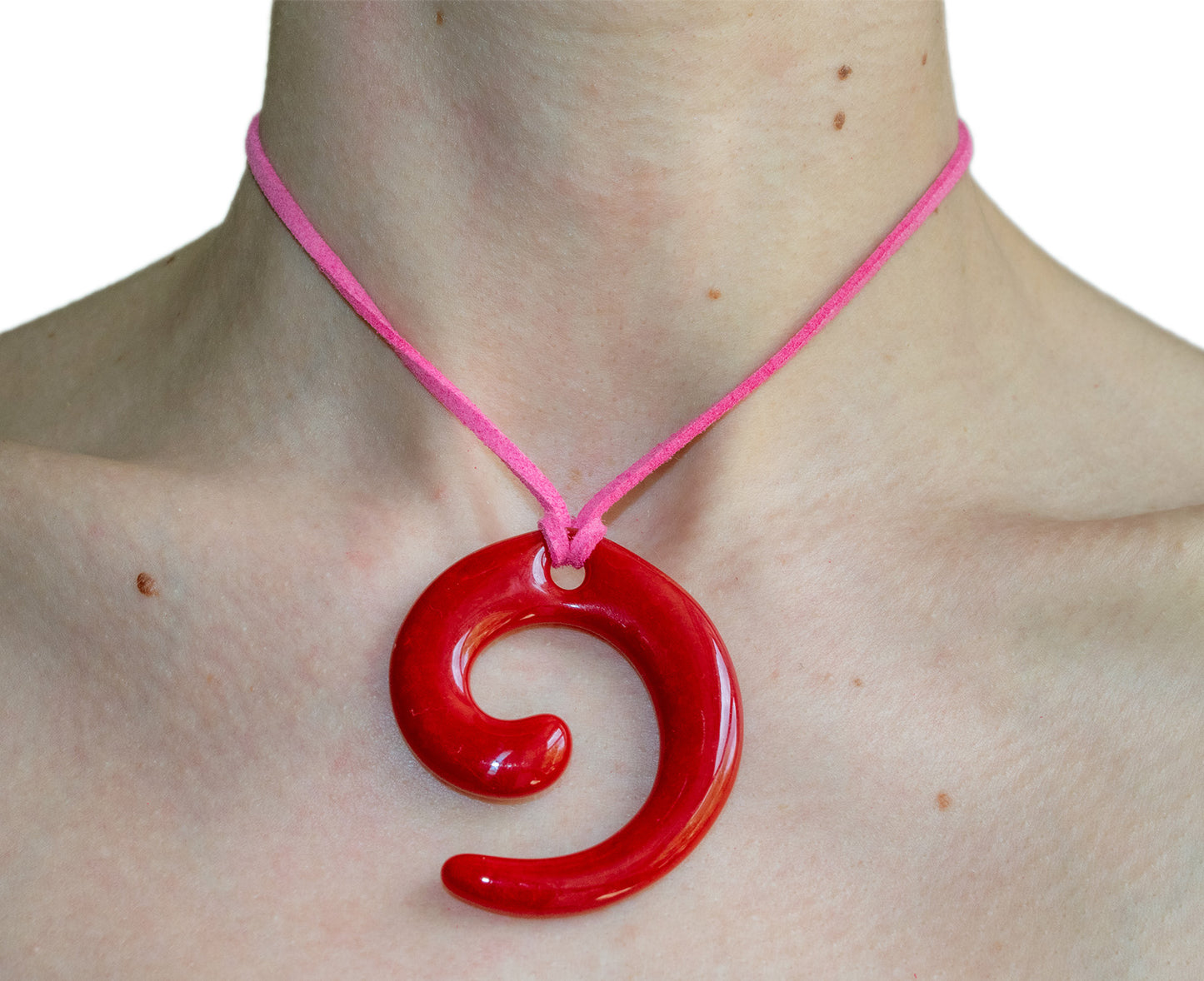 Glass Red Spiral Pendant